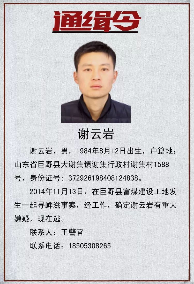 巨野最新通缉，社会警钟再次敲响的警示信号