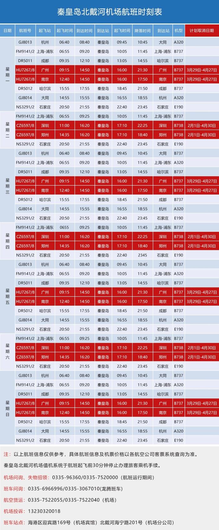 北戴河机场最新航班时刻表，开启温馨的飞行之旅