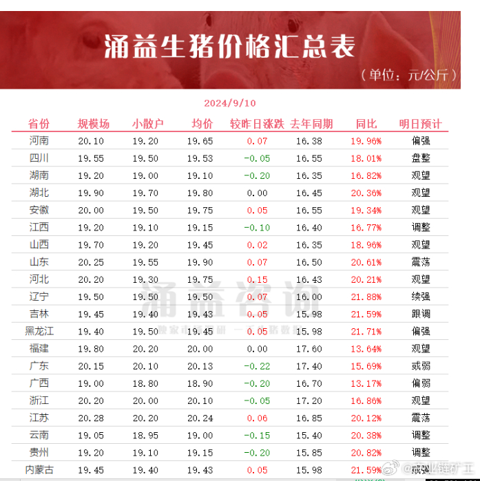 全国最新生猪价格行情报告今日发布